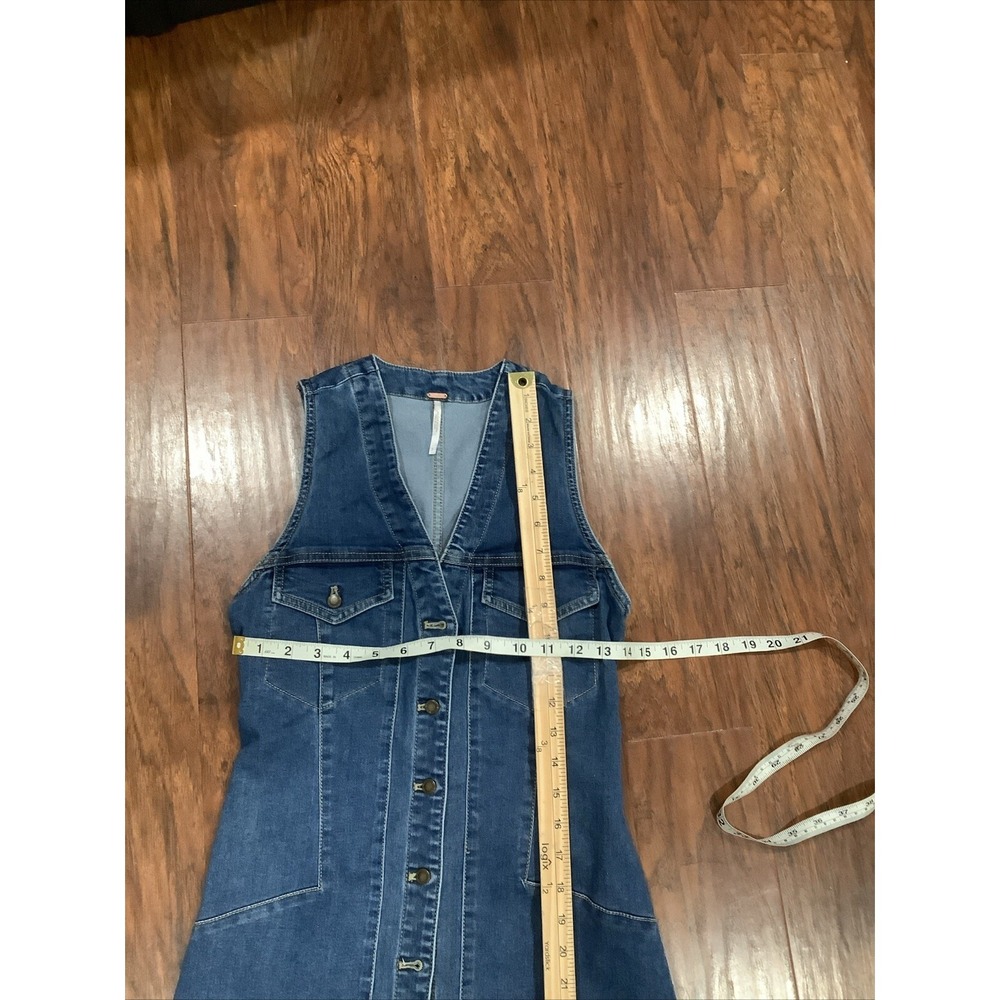 Free People Wandering Star Denim Mini Dress Size 2 - Picture 4 of 5